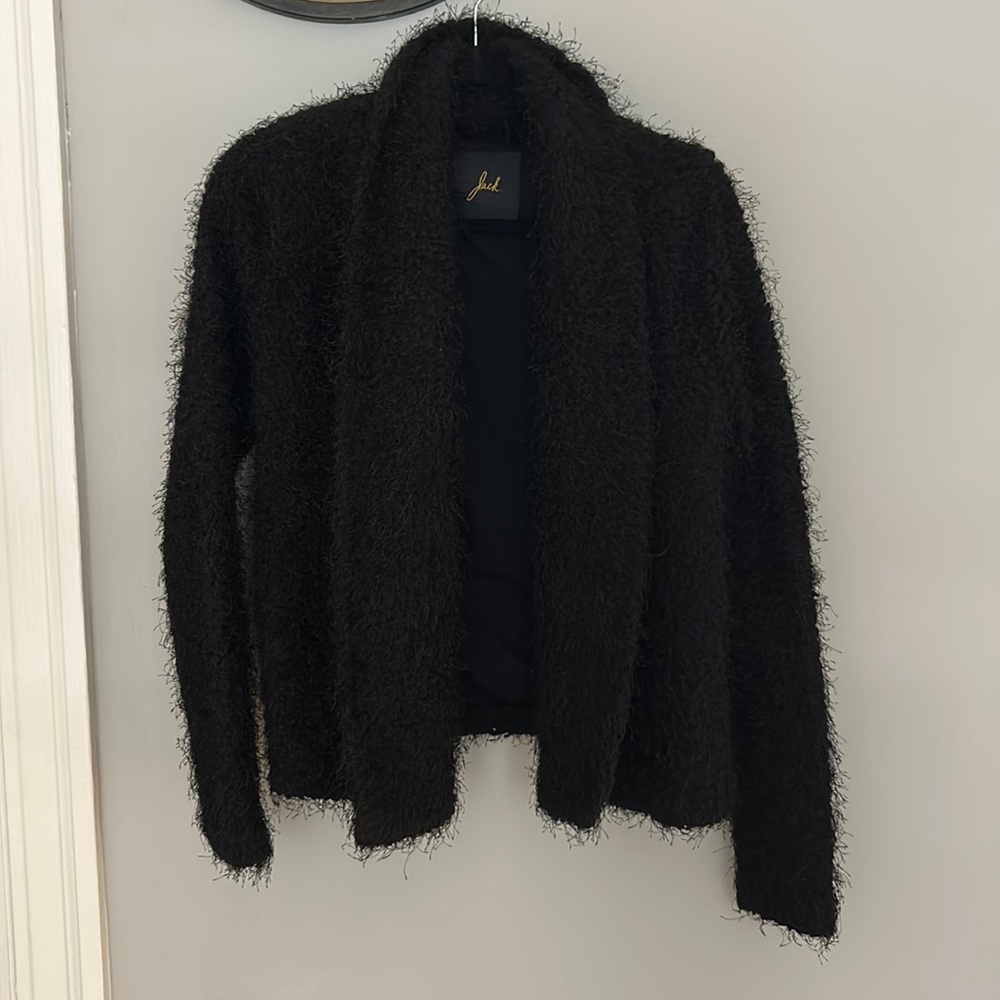 Y2K BLACK FUZZY SWEATER